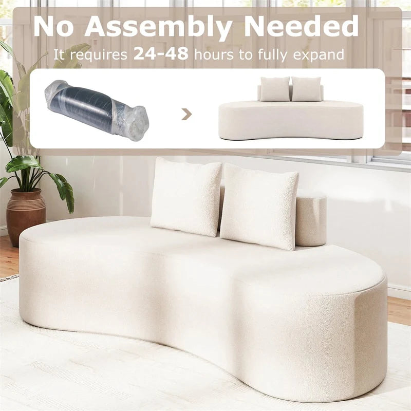 78.5" Upholstered Curved Sofa Couch w/ 2 Cozy Pillows, Low Backrest, Sponge Padded Seat - Product image 6