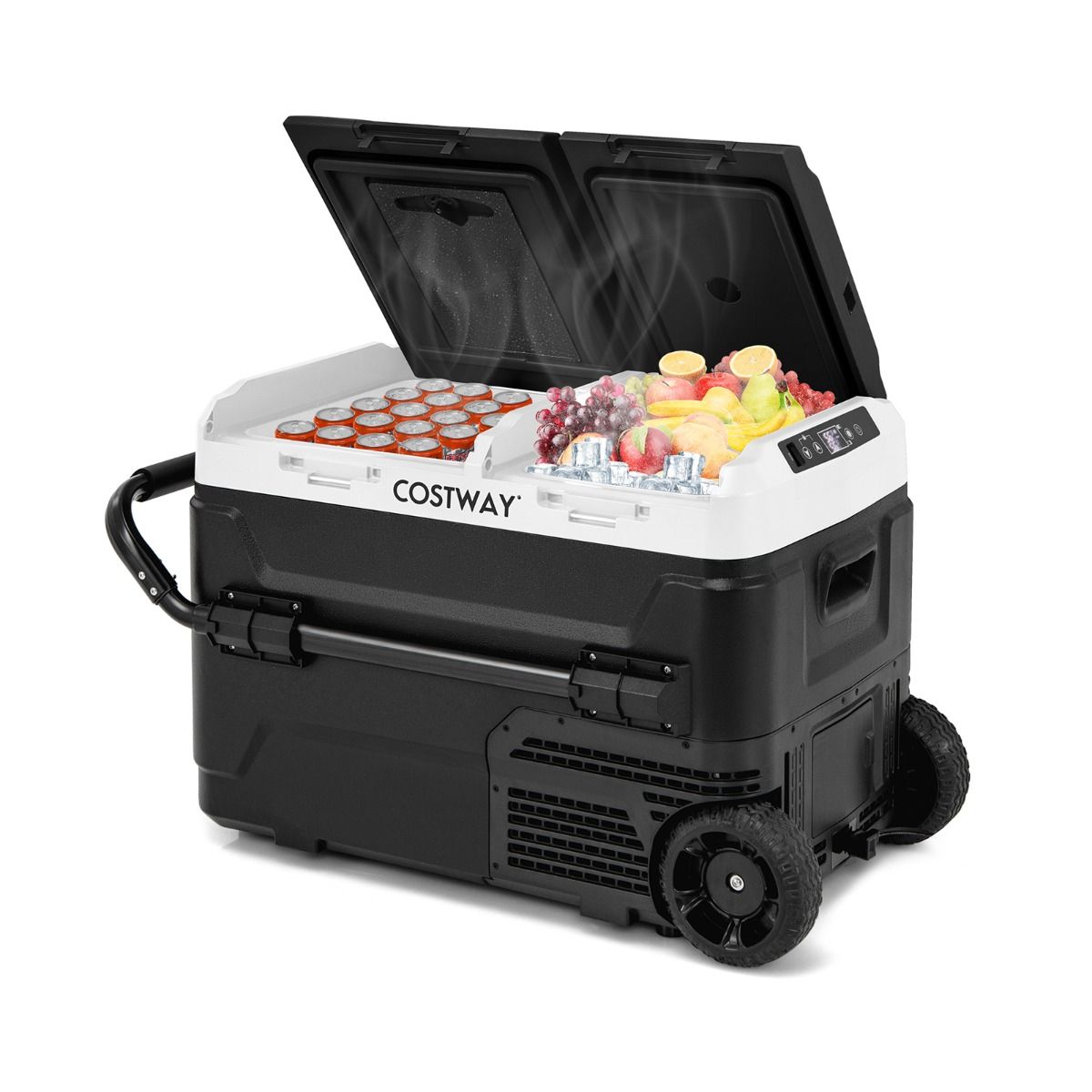 Portable Electric Cool Box Dual Zone 40L Car Refrigerator 12 V Compressor -20℃ ~ 2012/24V DC and 100-240V AC Black -