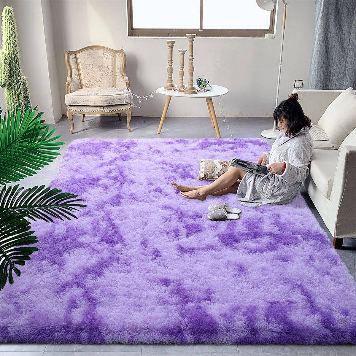 DweIke Super Soft Shaggy Rugs Fluffy Carpets, Tie-Dye Rugs for Living Room Bedroom Girls Kids Room Nursery - Product image 1