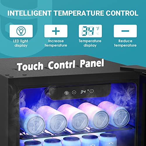 Beverage refrigerator, 126 can mini fridge with glass door -