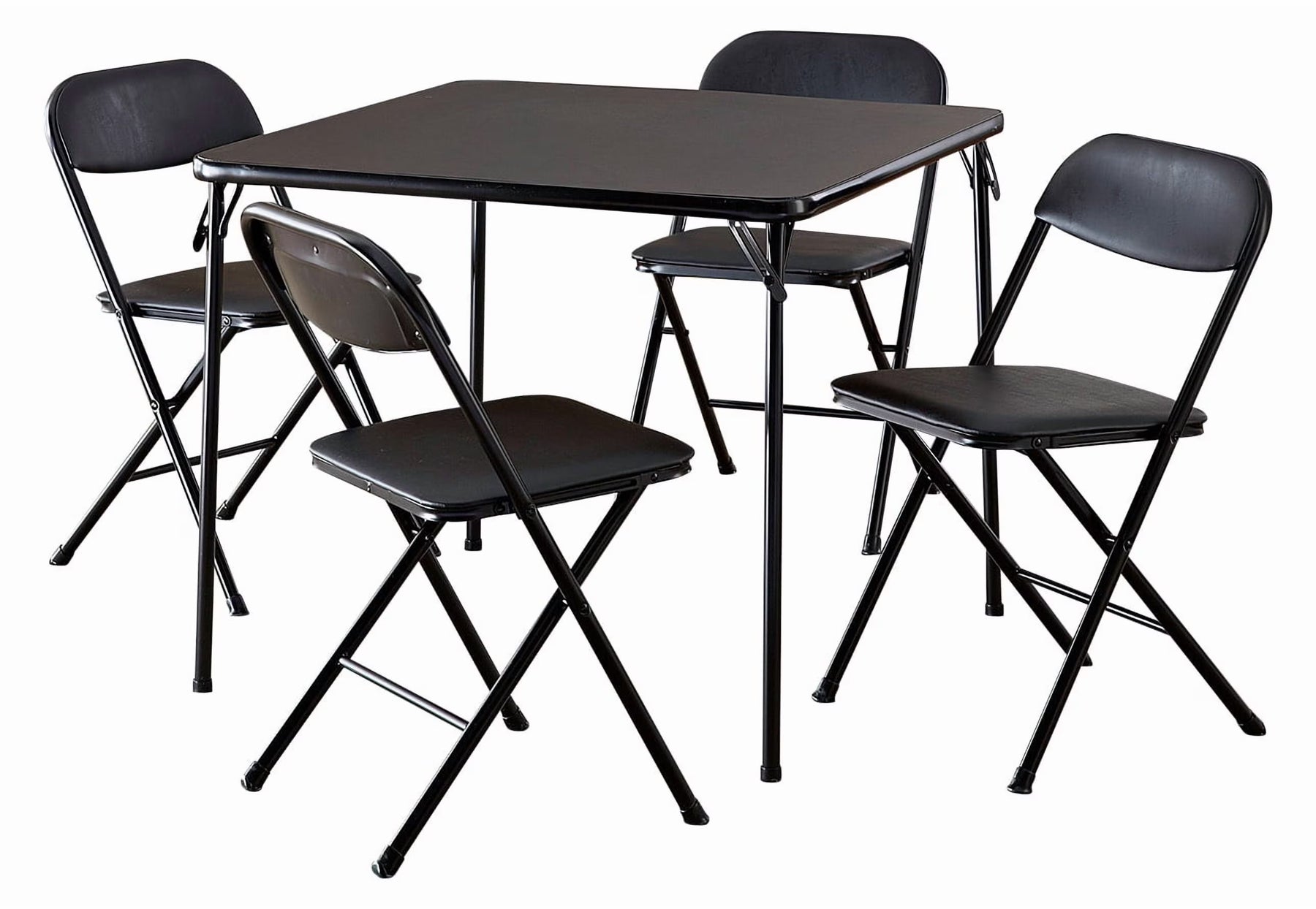 COSCO 5 - Piece Folding Set with Card Table and 4 Vinyl Padded Chairs, Black - Product image 1