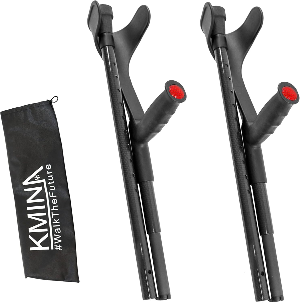 KMINA - Carbon Folding Crutches (x2 Units), English Cane, Adult Medical, Fiber, Light - Made in Europe - KMINA PRO