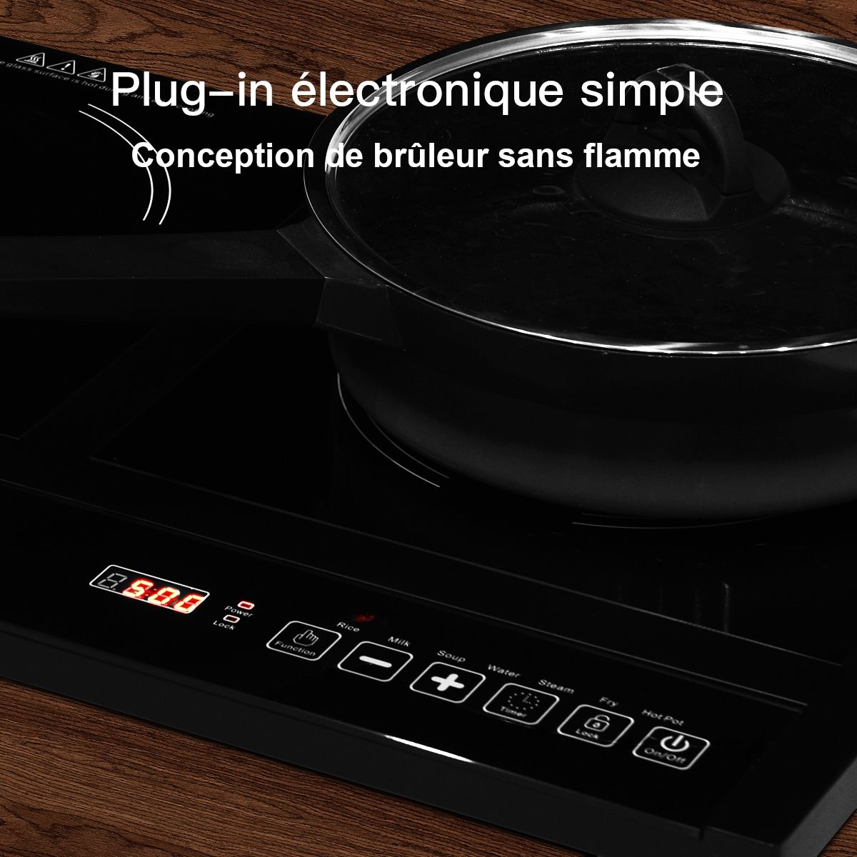 Double Electric Glass Ceramic Hob 1800W+1800W 2 Zones 8 Variable Temperature/Power Levels Black -