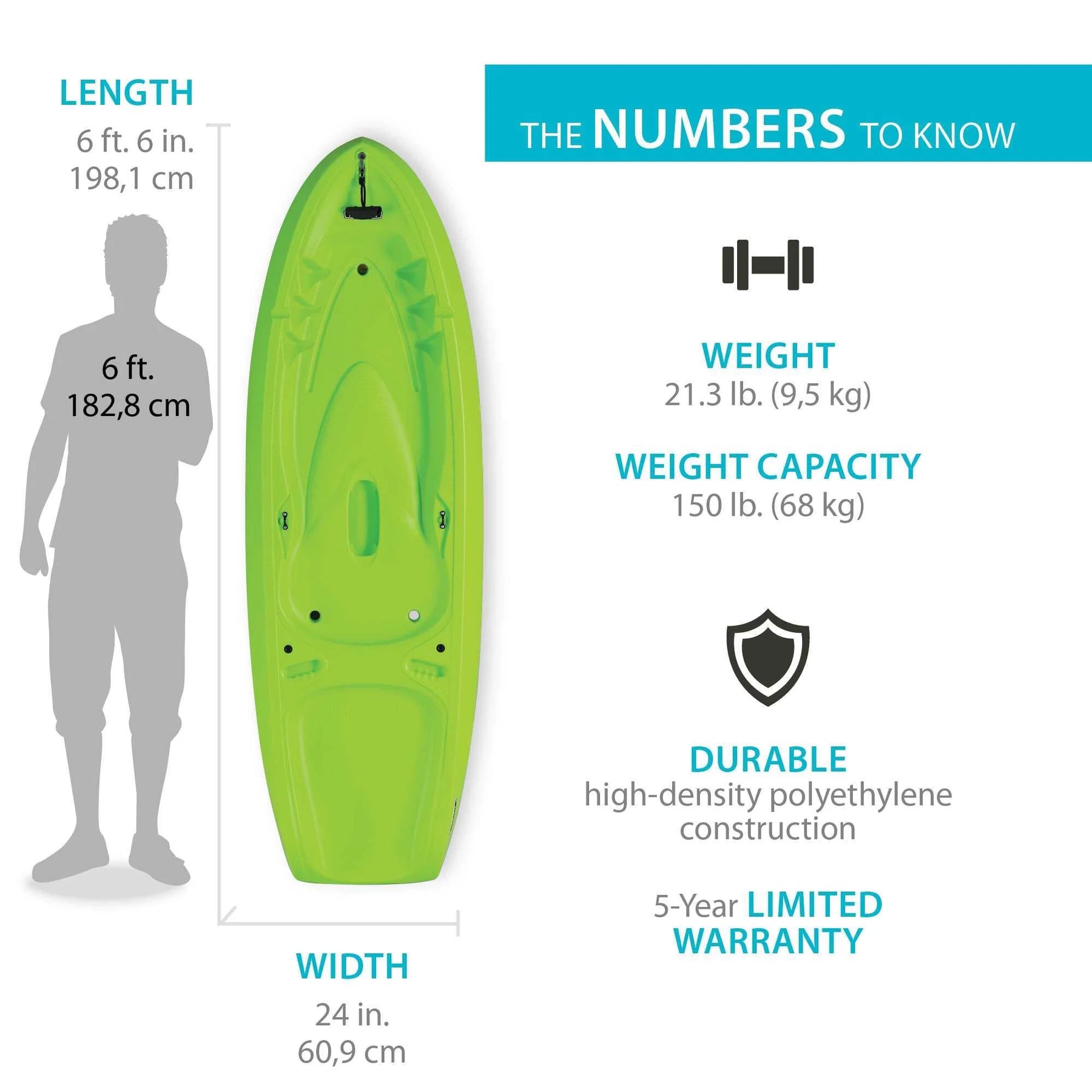 Lifetime Recruit 6.5 Ft Youth Sit - on - Top Kayak, Lime Green (90765) - Product image 2