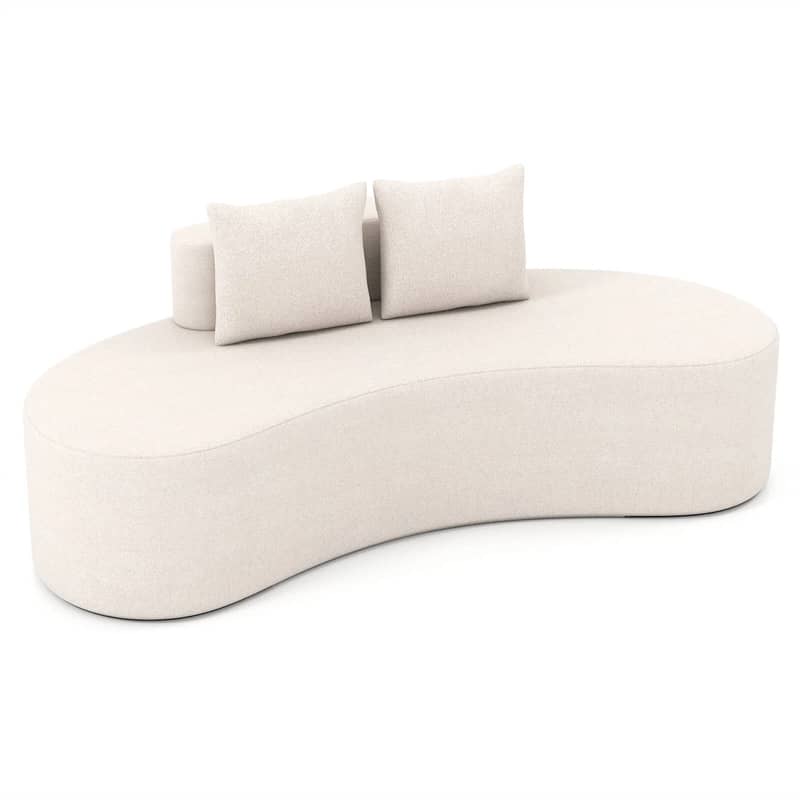 78.5" Upholstered Curved Sofa Couch w/ 2 Cozy Pillows, Low Backrest, Sponge Padded Seat - Product image 1