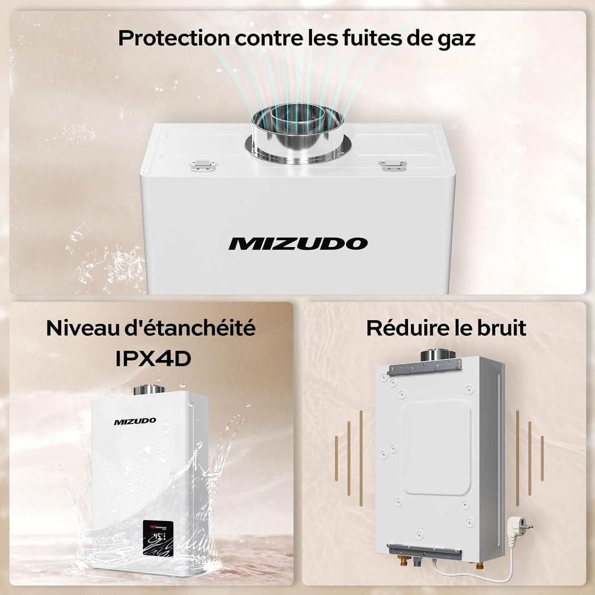 MIZUDO 11L Instant Propane Indoor Gas Water Heater, with LED Indicator for Home Use