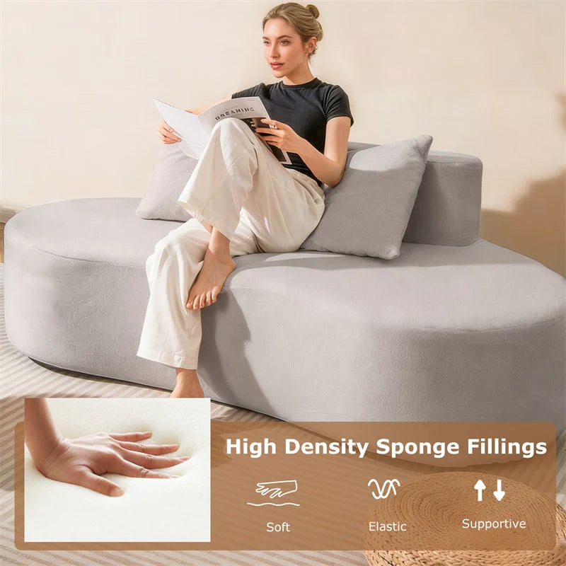 78.5" Upholstered Curved Sofa Couch w/ 2 Cozy Pillows, Low Backrest, Sponge Padded Seat - Product image 17