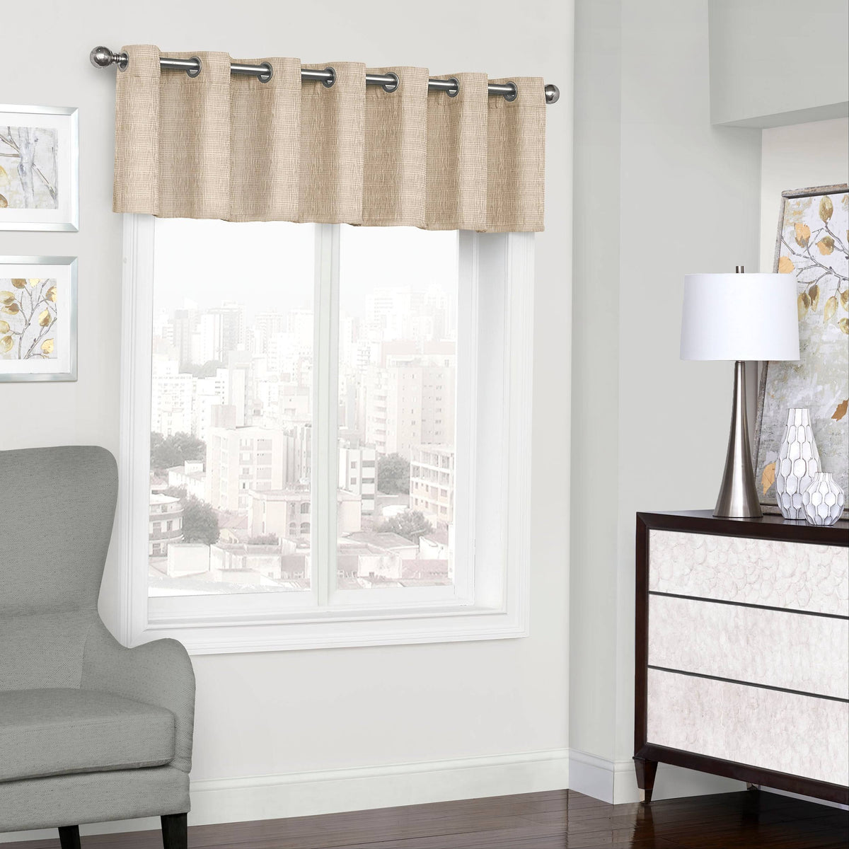 Eclipse Natural Trevi Blackout Grommet Window Valance - Product image 1