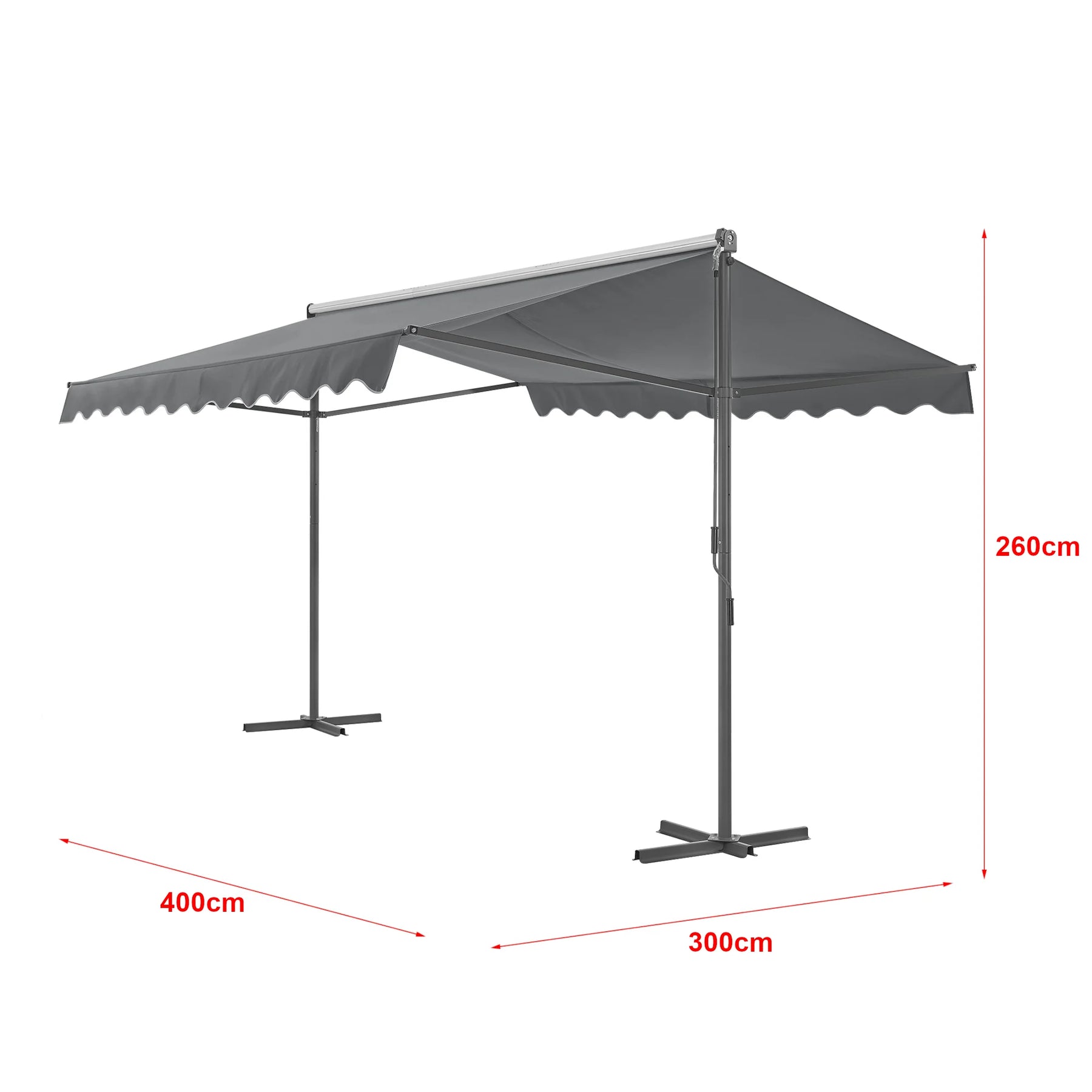 Self-supporting double slope awning 400 x 300 x 260 cm dark gray 03_0008294 -