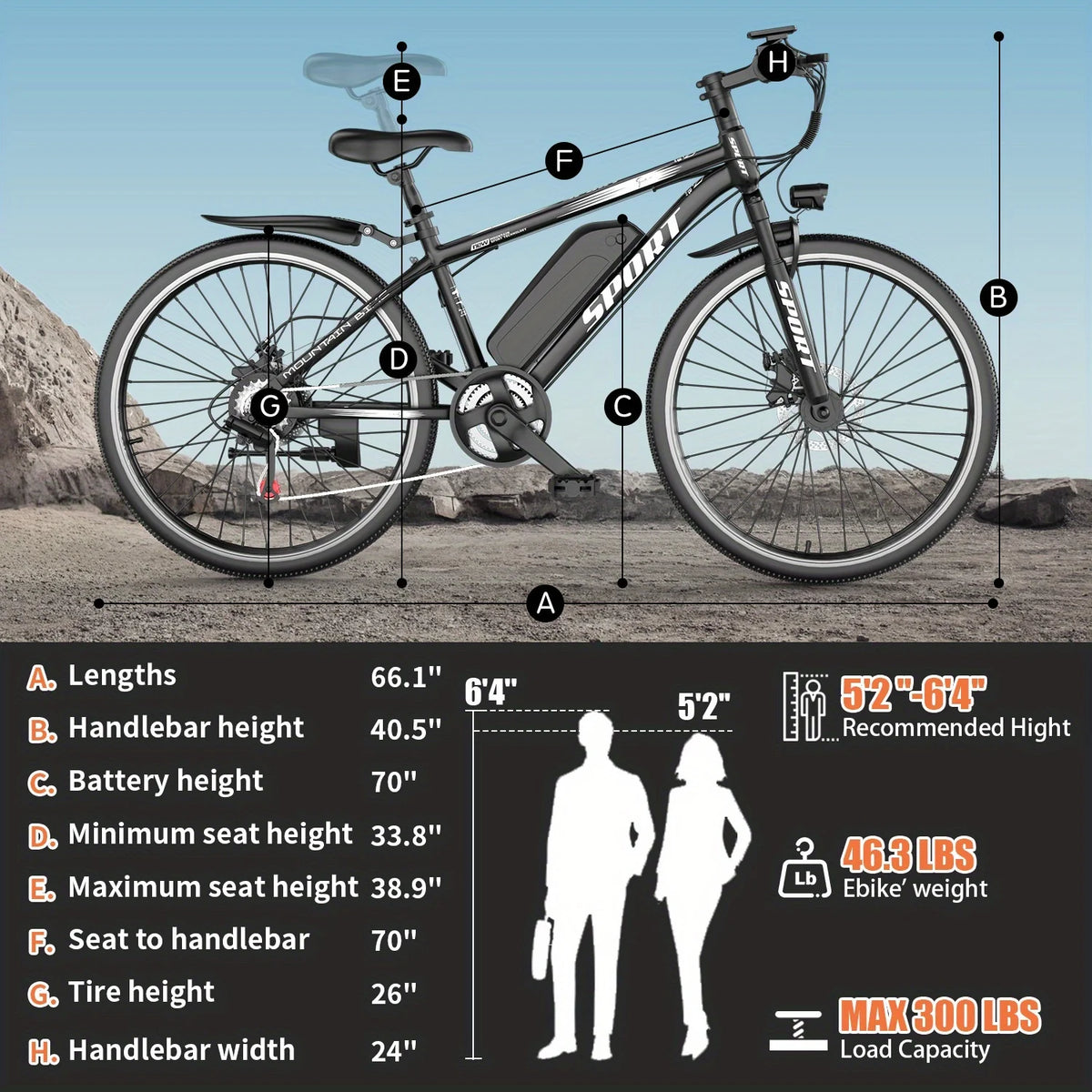 MISODO Electric Bike for Adults 26", 750W Peak E - Mountain Bike 48V 10AH - Product image 6