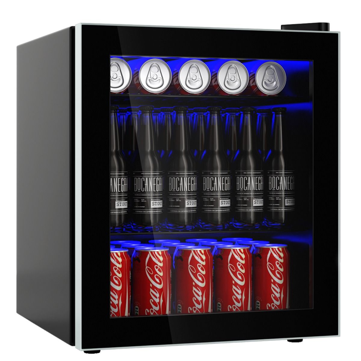 60 Can Refrigerator and Beverage Cooler Mini Fridge with Glass Door & Removable Adjustable Shelves (60 Cans) Black -