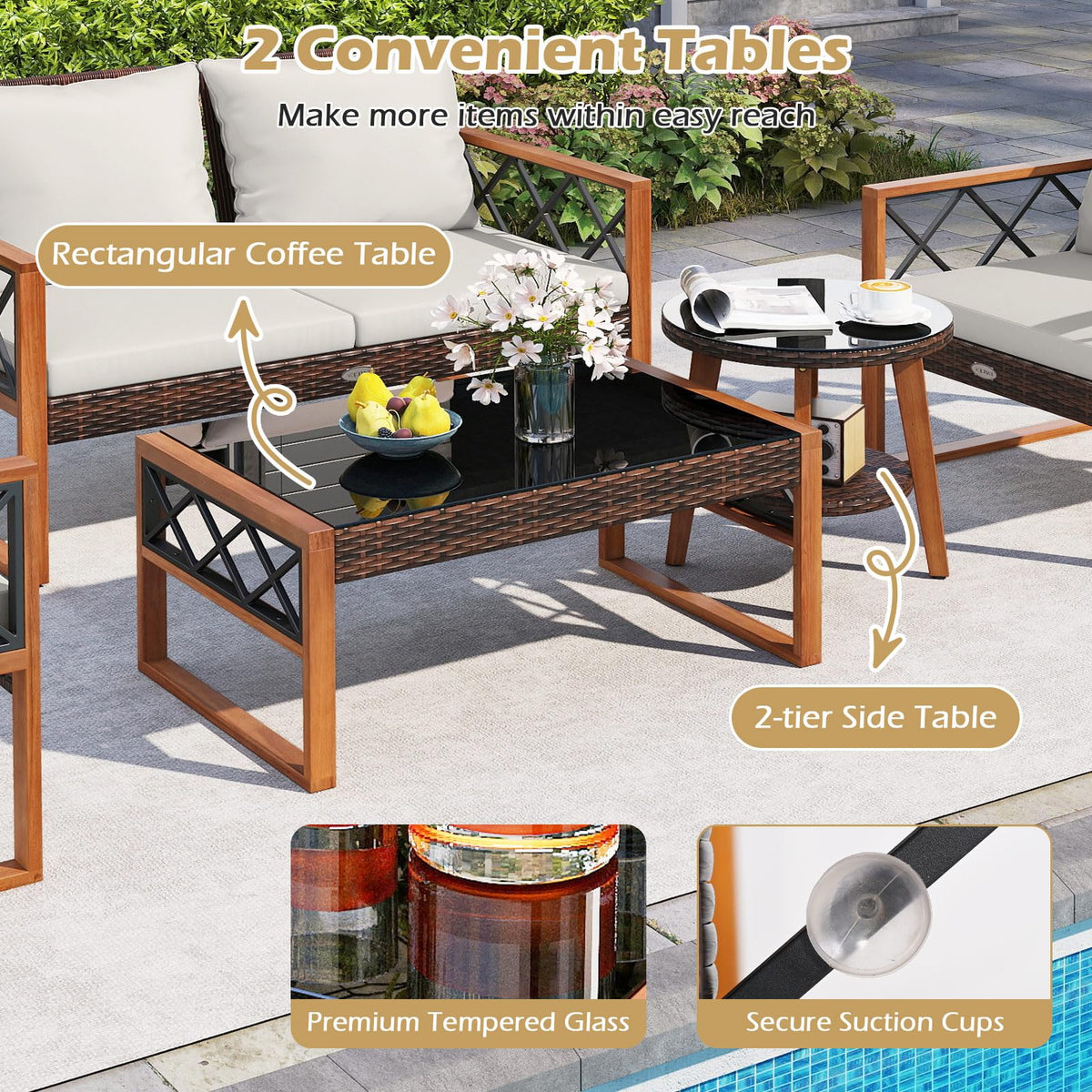 Tangkula 5 Pieces Wicker Patio Conversation Furniture Set - Product image 7