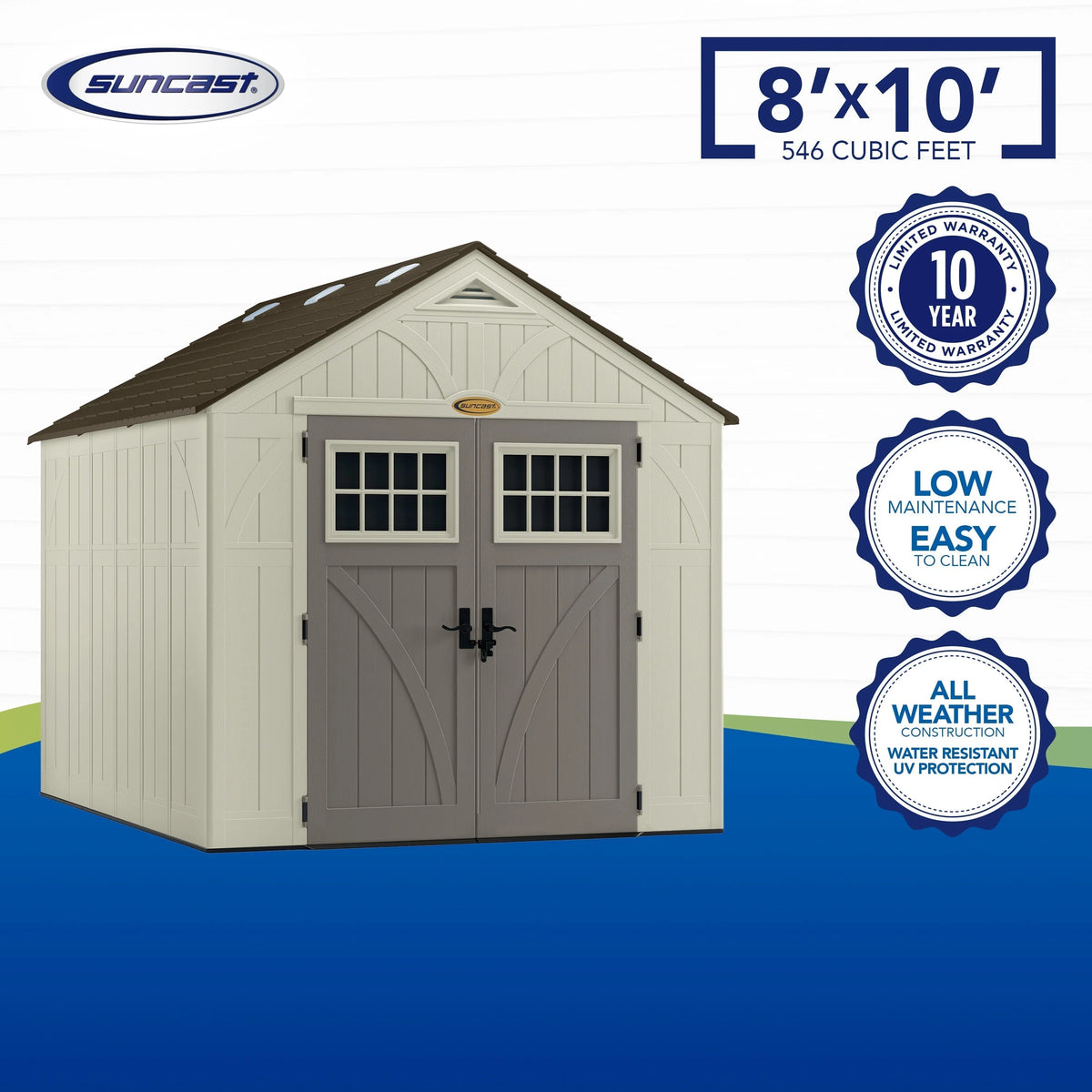 Suncast 8 x 10 ft. Metal and Resin Storage Shed, Vanilla - Product image 9