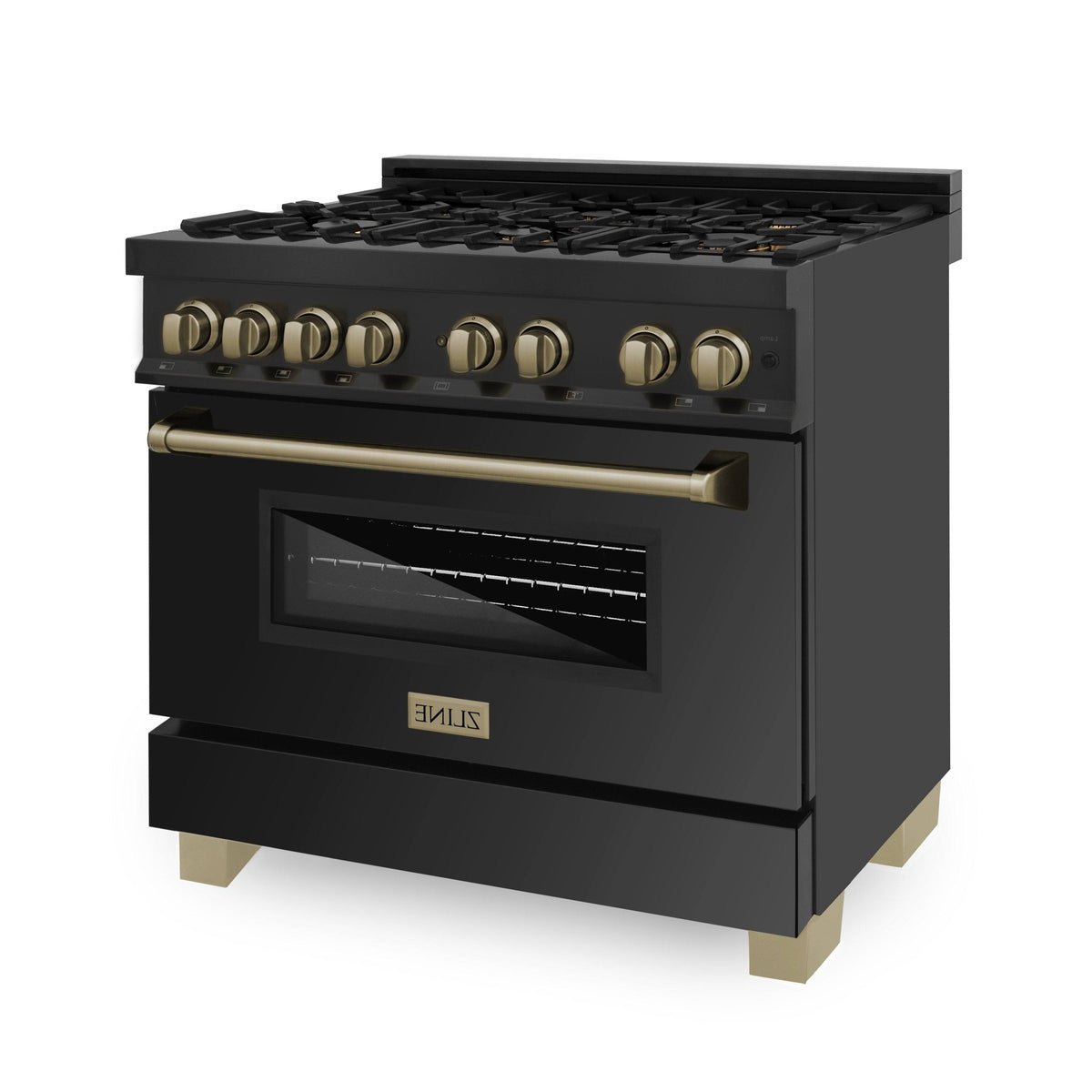 ZLINE Autograph Edition 36" 4.6 Cu. ft. Dual Fuel Range in Black Stainless Steel with Champagne Bronze - Product image 1