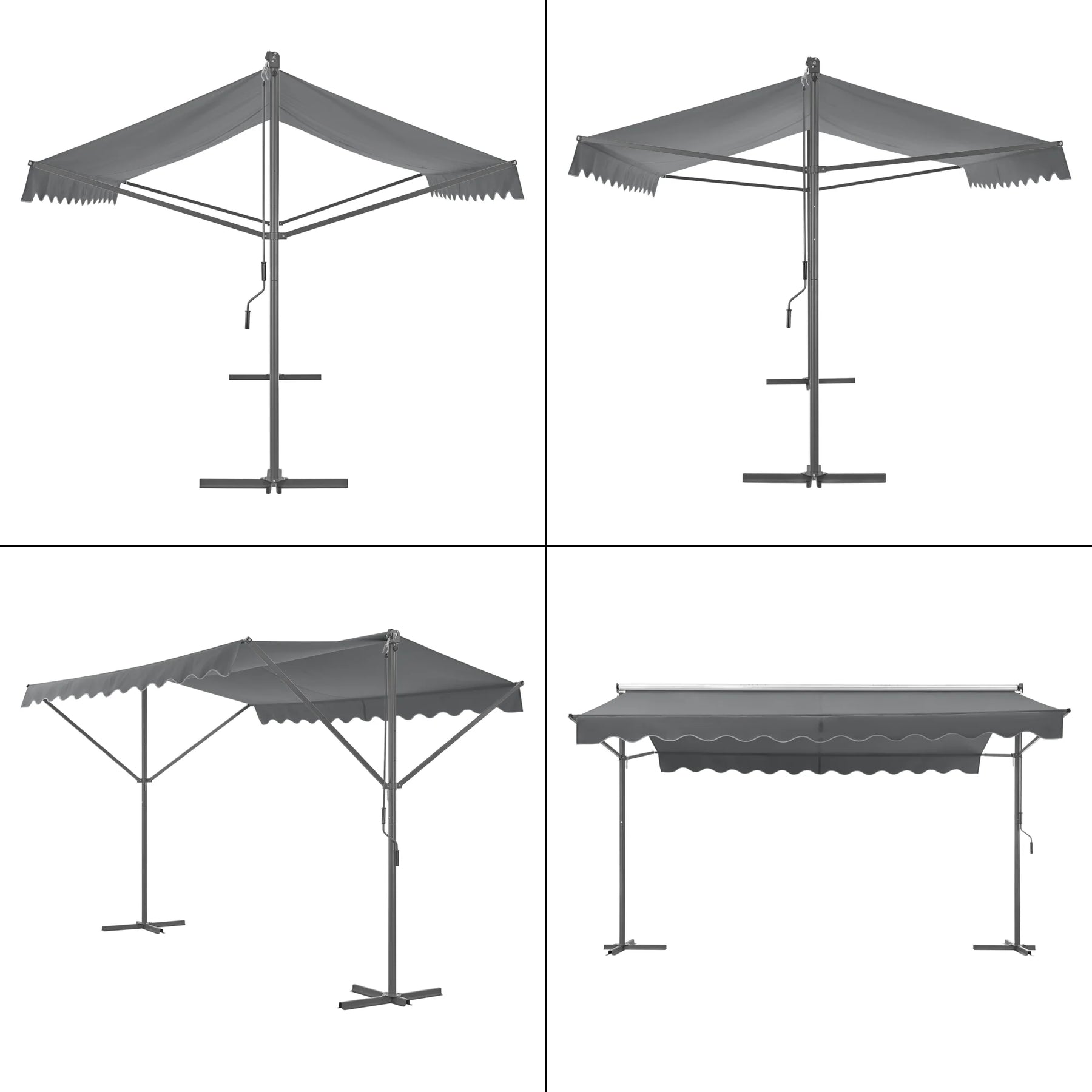 Self-supporting double slope awning 400 x 300 x 260 cm dark gray 03_0008294 -