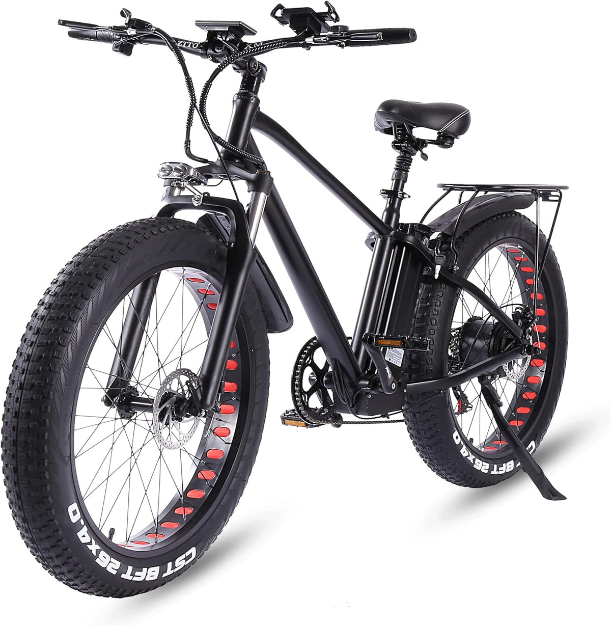 ride66 Electric Mountain Bike for Adult Men, 26 Inch 21Ah Shimano Lithium Battery 7 Speed, Men's Fat Bike Black XL -