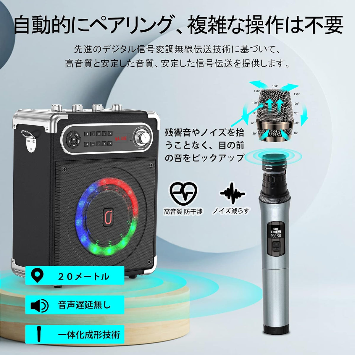 JYX Karaoke Machine, Bluetooth Speaker for Adults with 2 Wireless Microphones, Portable Karaoke System for Home Party/Camping