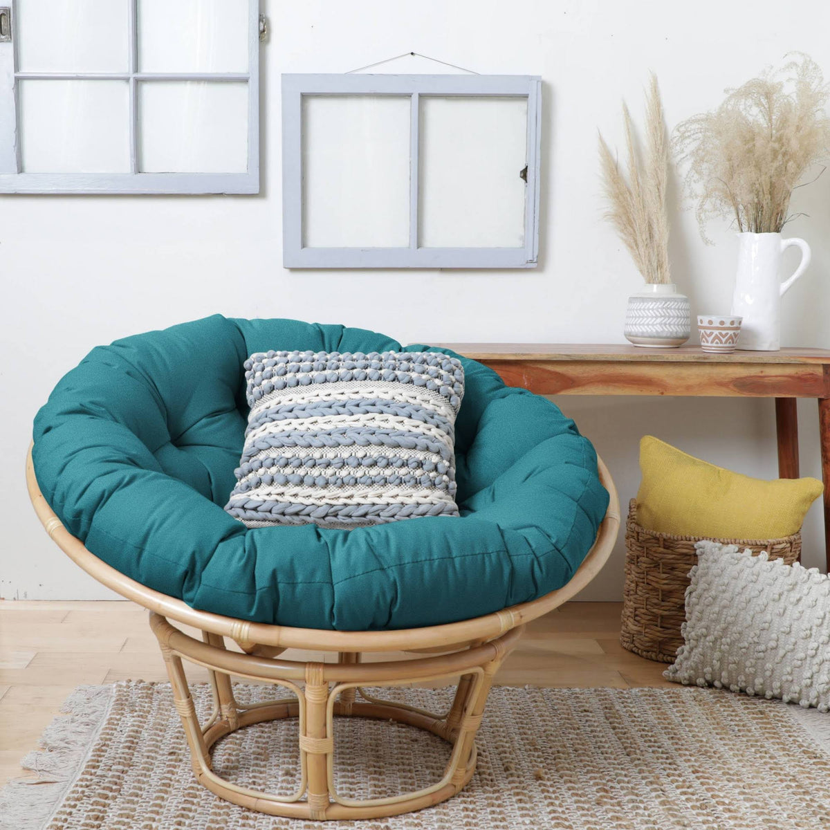 48" x 48" x 4" Papasan Outdoor Chair Cushion Seafoam Blue - Sorra Home - Product image 1