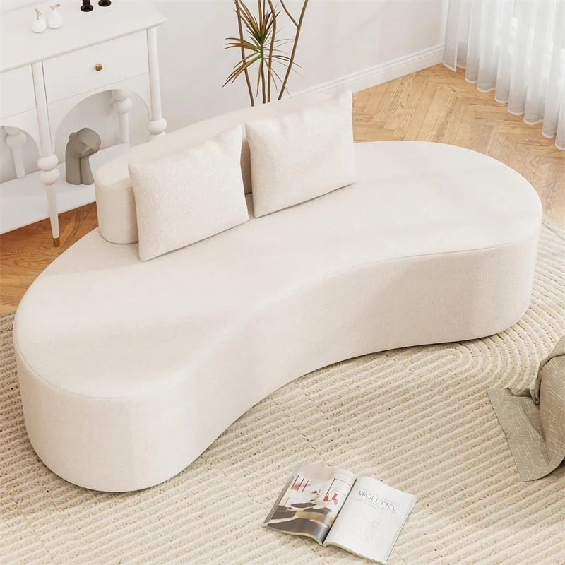 78.5" Upholstered Curved Sofa Couch w/ 2 Cozy Pillows, Low Backrest, Sponge Padded Seat - Product image 11