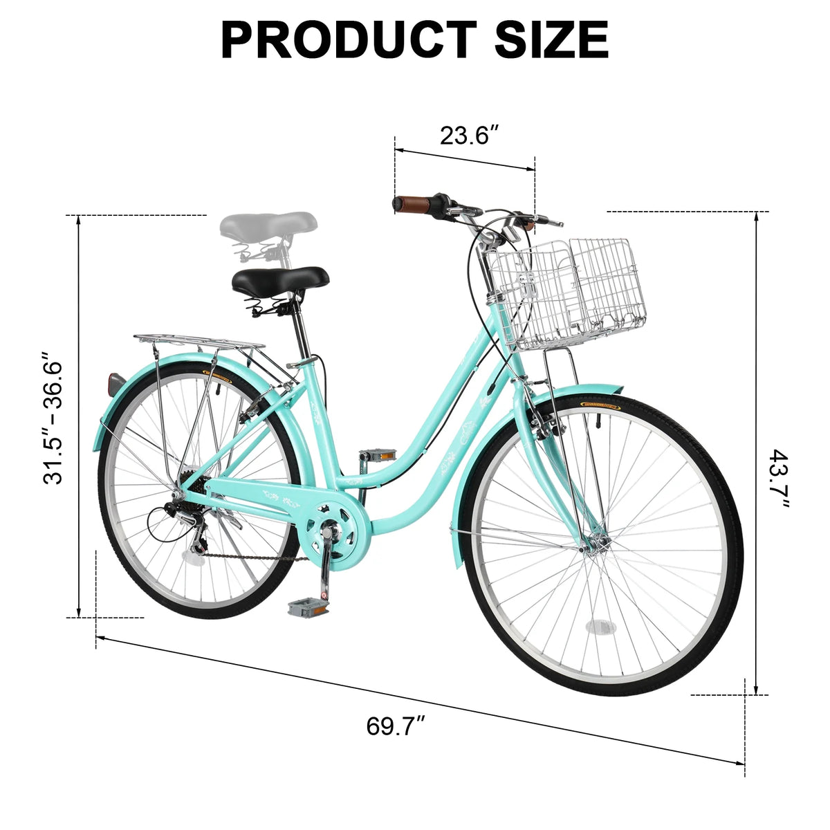 Ktaxon 26in Urban Commuter City Bike, Shimano 7 Speed Adult Road Bicycle, Pink
