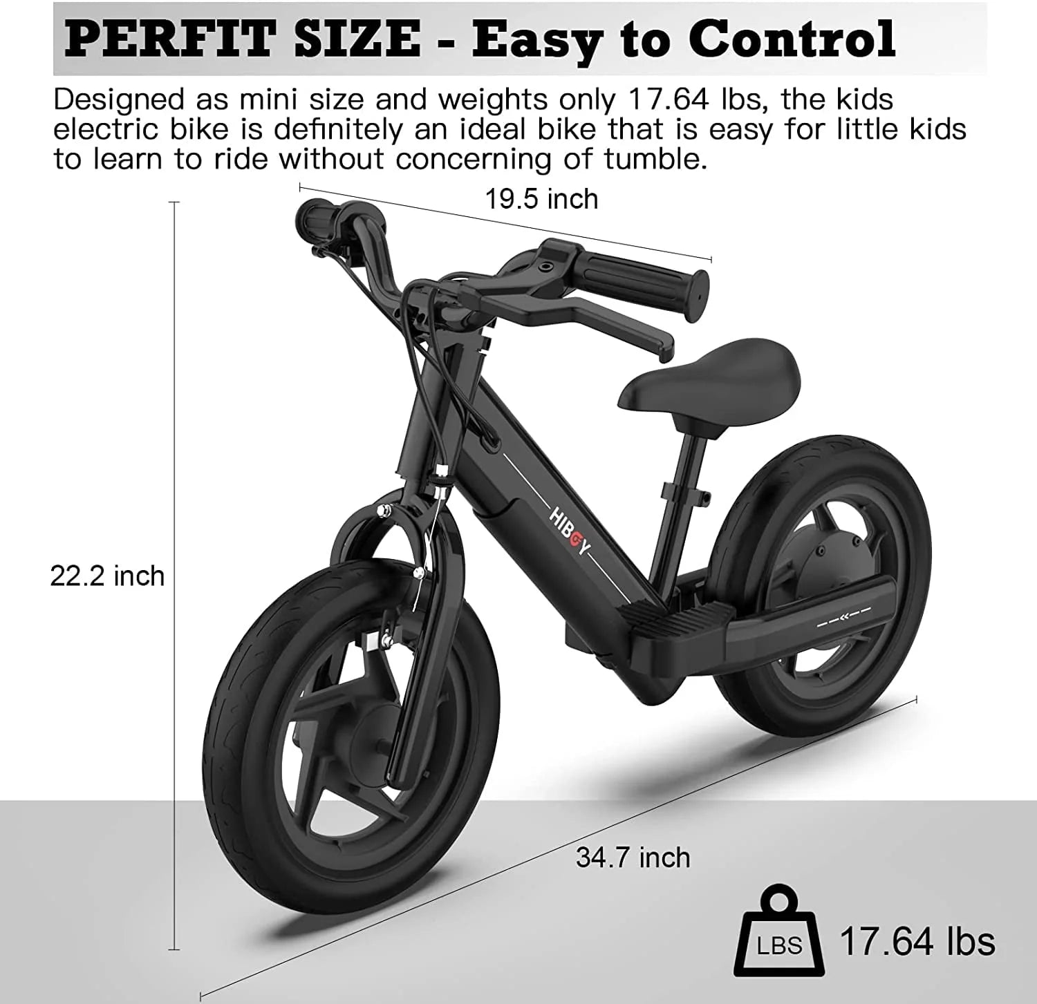 Hiboy BK1 Electric Bike for Kids Ages 3 - 5 Years, 24V 100W Electric Balance Bike 12 in Inflatable Tire - Product image 7