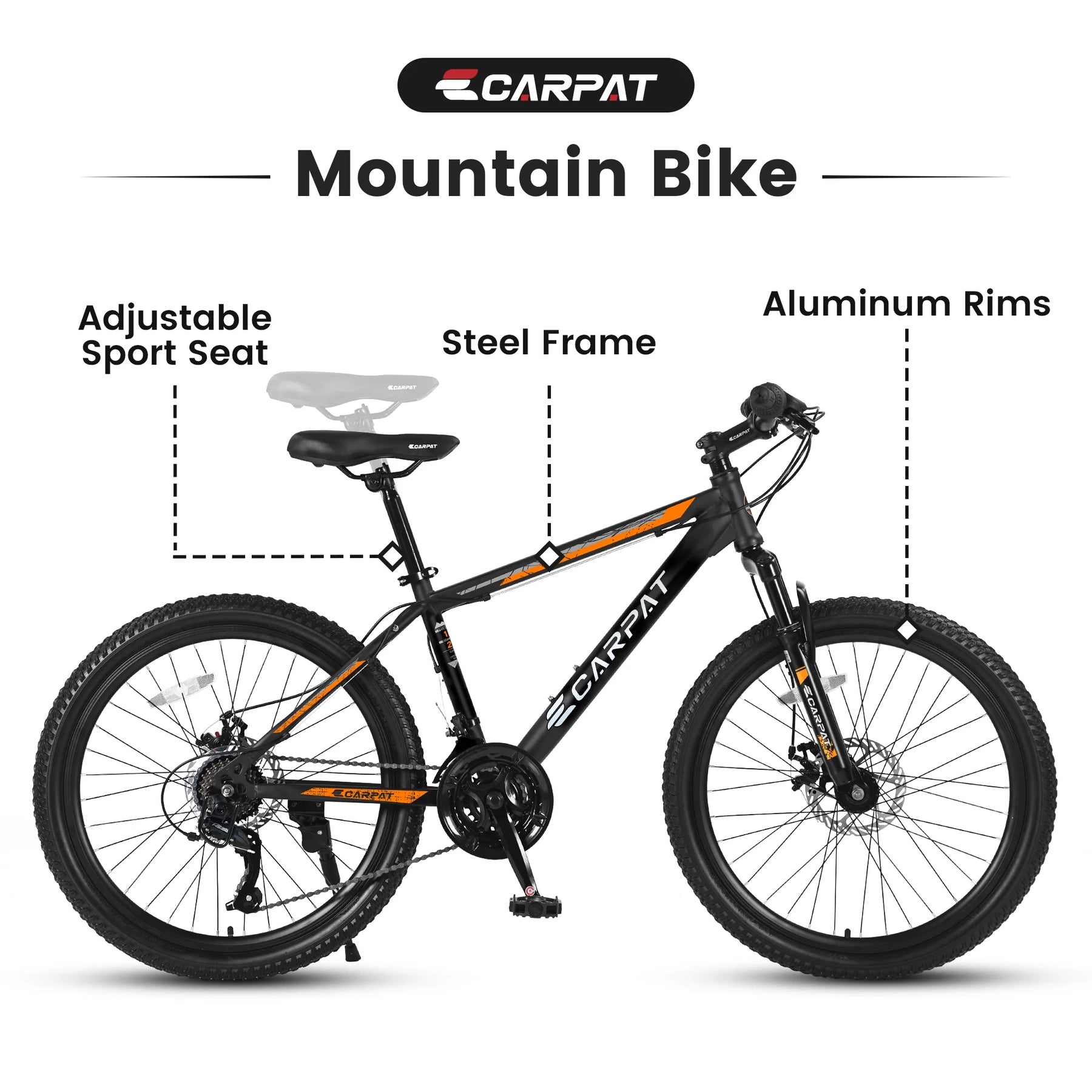 26 in Mountain Bike, Shimano 21 Speeds W/Mechanical Disc Brakes, High - Carbon Steel Frame - Product image 5