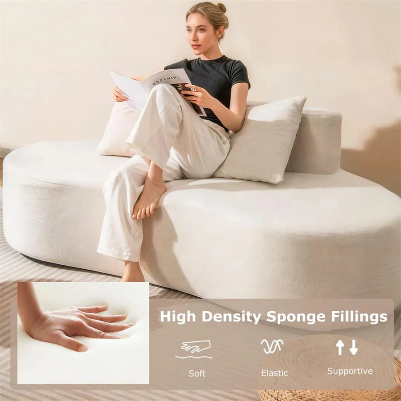 78.5" Upholstered Curved Sofa Couch w/ 2 Cozy Pillows, Low Backrest, Sponge Padded Seat - Product image 7