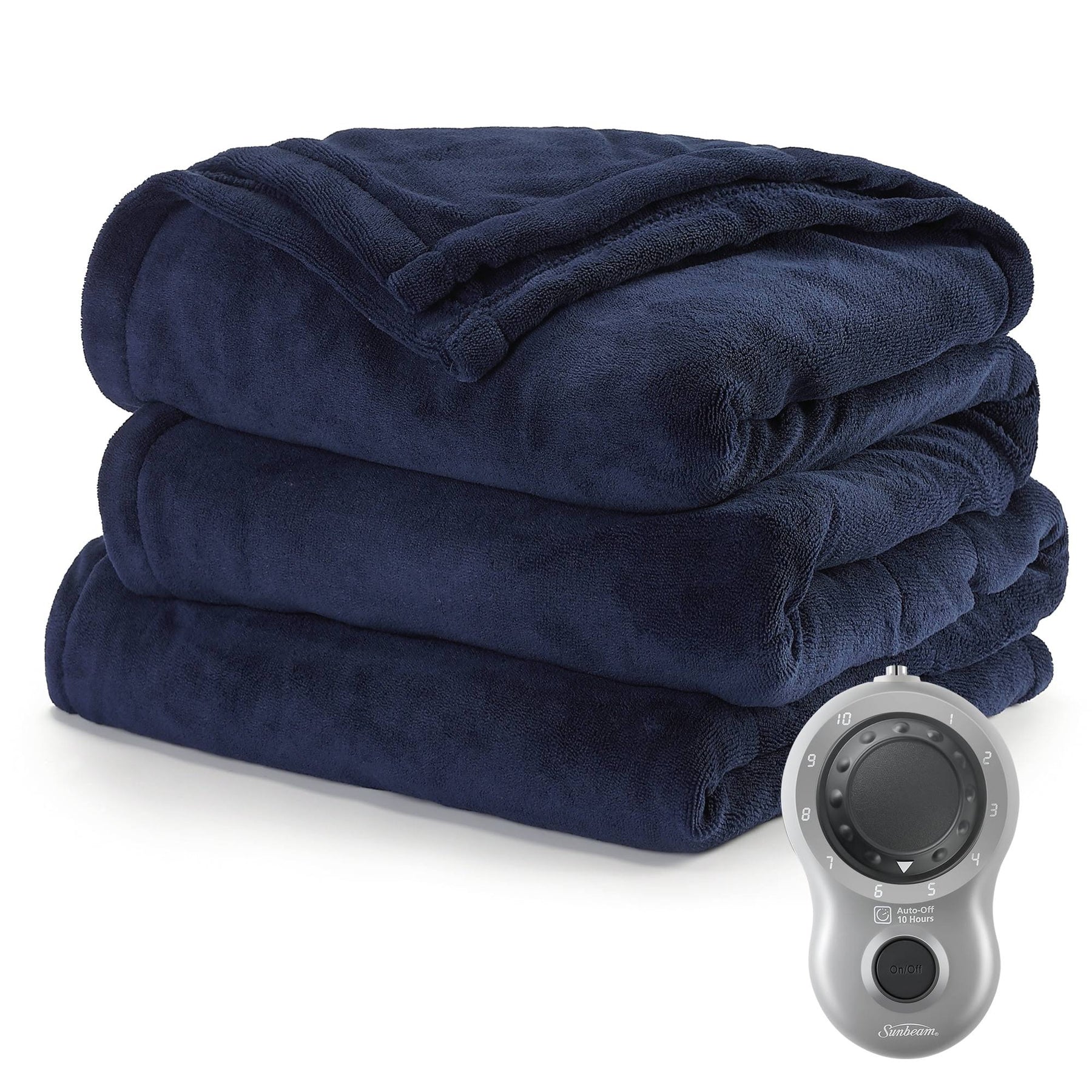Sunbeam Heated Electric Blanket, Bedding, Twin, Microplush, Poseidon Blue - Product image 1