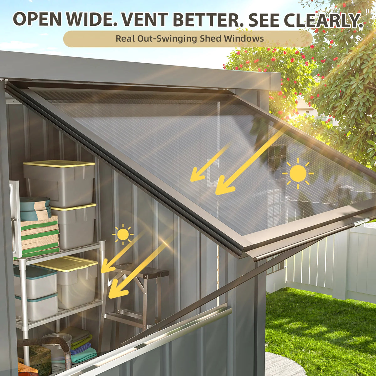 AECOJOY Corner 6x6 Storage Sheds & Outdoor Storage with Openable Windows & Lockable Doors - Product image 5