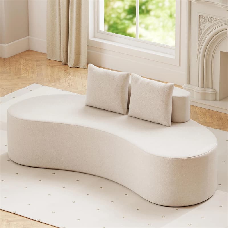 78.5" Upholstered Curved Sofa Couch w/ 2 Cozy Pillows, Low Backrest, Sponge Padded Seat - Product image 2