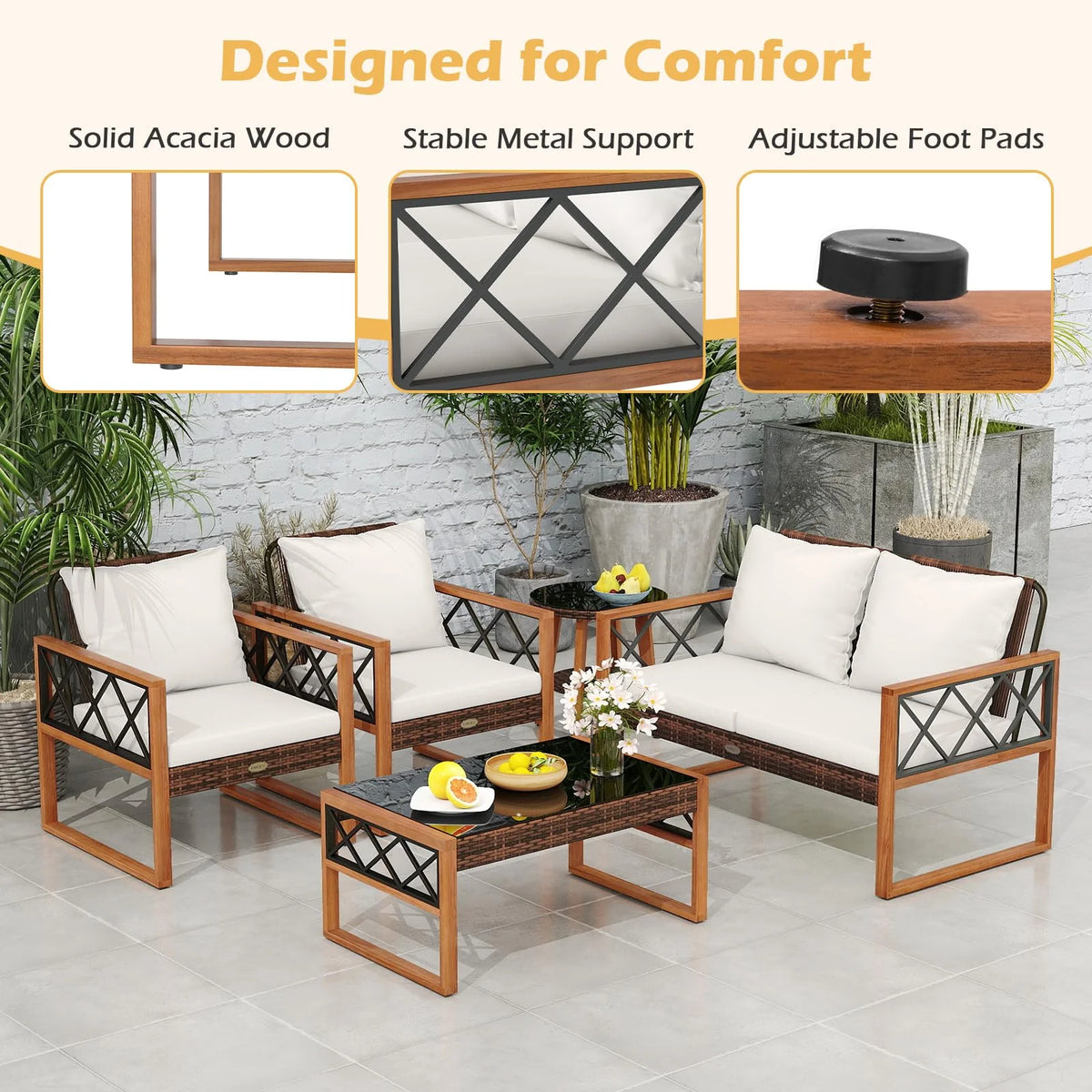 Tangkula 5 Pieces Wicker Patio Conversation Furniture Set - Product image 5
