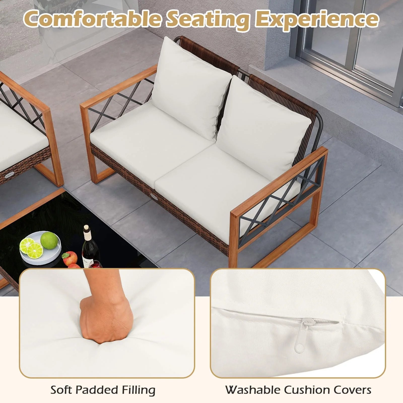 Tangkula 5 Pieces Wicker Patio Conversation Furniture Set - Product image 8