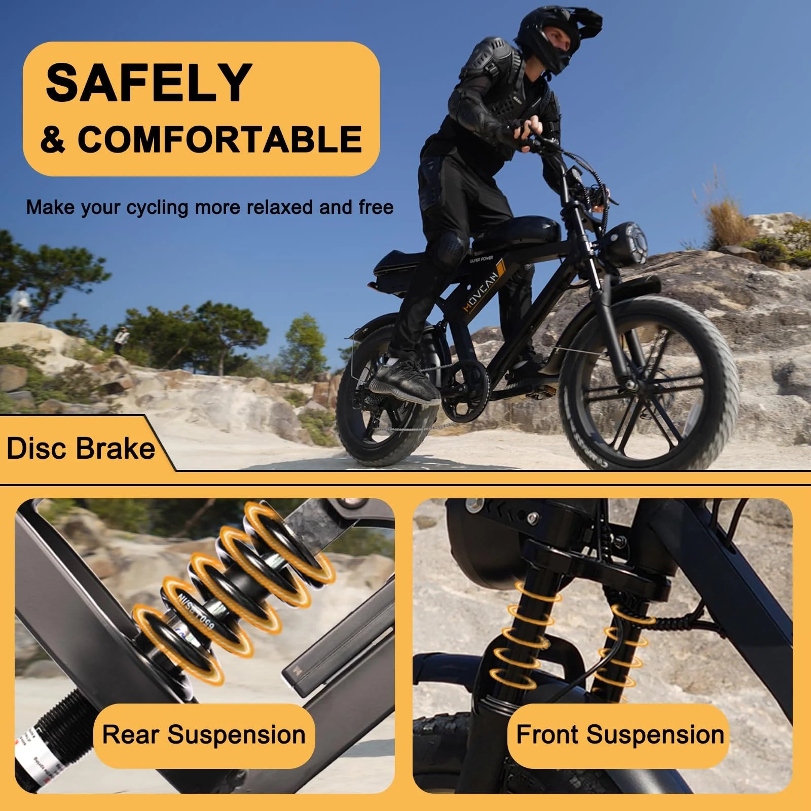Movcan V30 Electric Bike for Adult, 1000W 20" Fat Tire 48V 15.6AH Removable Battery, 28MPH 7 - Product image 5