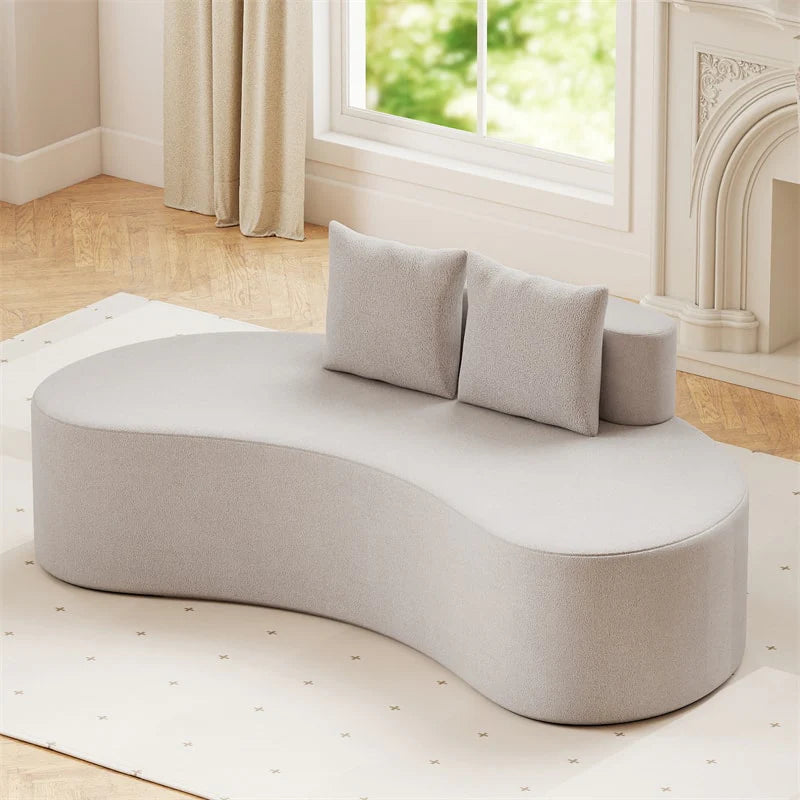 78.5" Upholstered Curved Sofa Couch w/ 2 Cozy Pillows, Low Backrest, Sponge Padded Seat - Product image 21