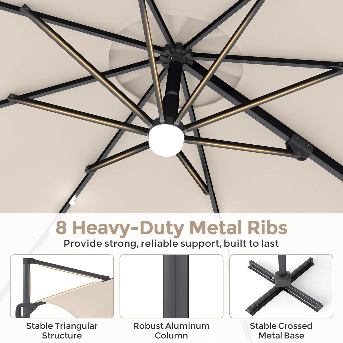 Tangkula 10ft Patio Umbrella 35 LED Lights Aluminum Pole 360 Degree Rotation - Product image 5