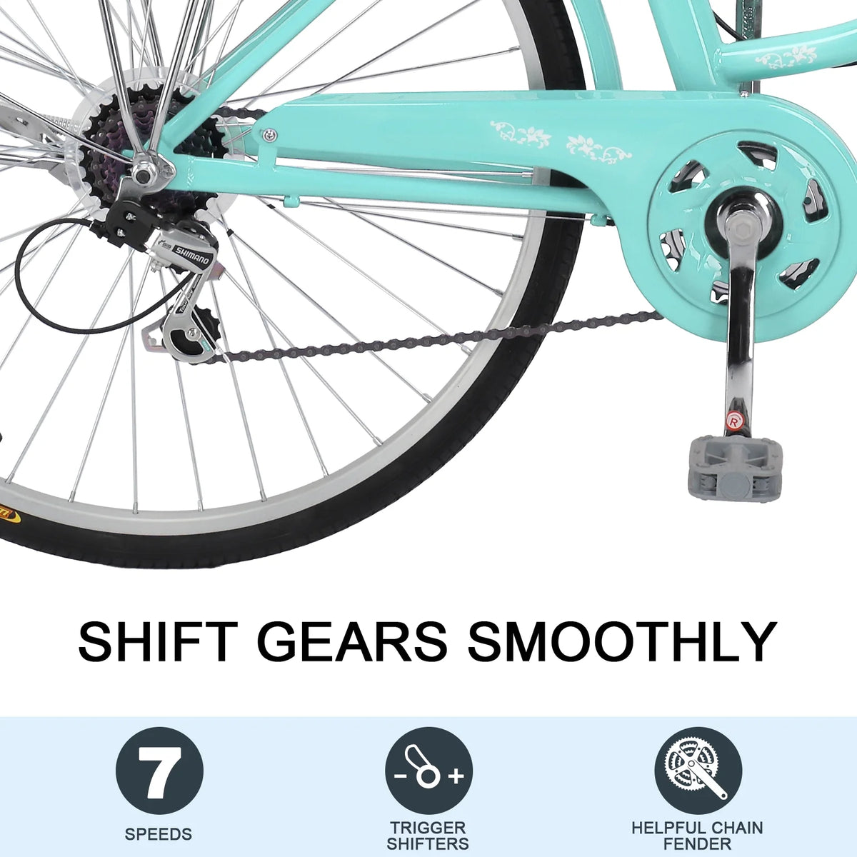 Ktaxon 26in Urban Commuter City Bike, Shimano 7 Speed Adult Road Bicycle, Pink