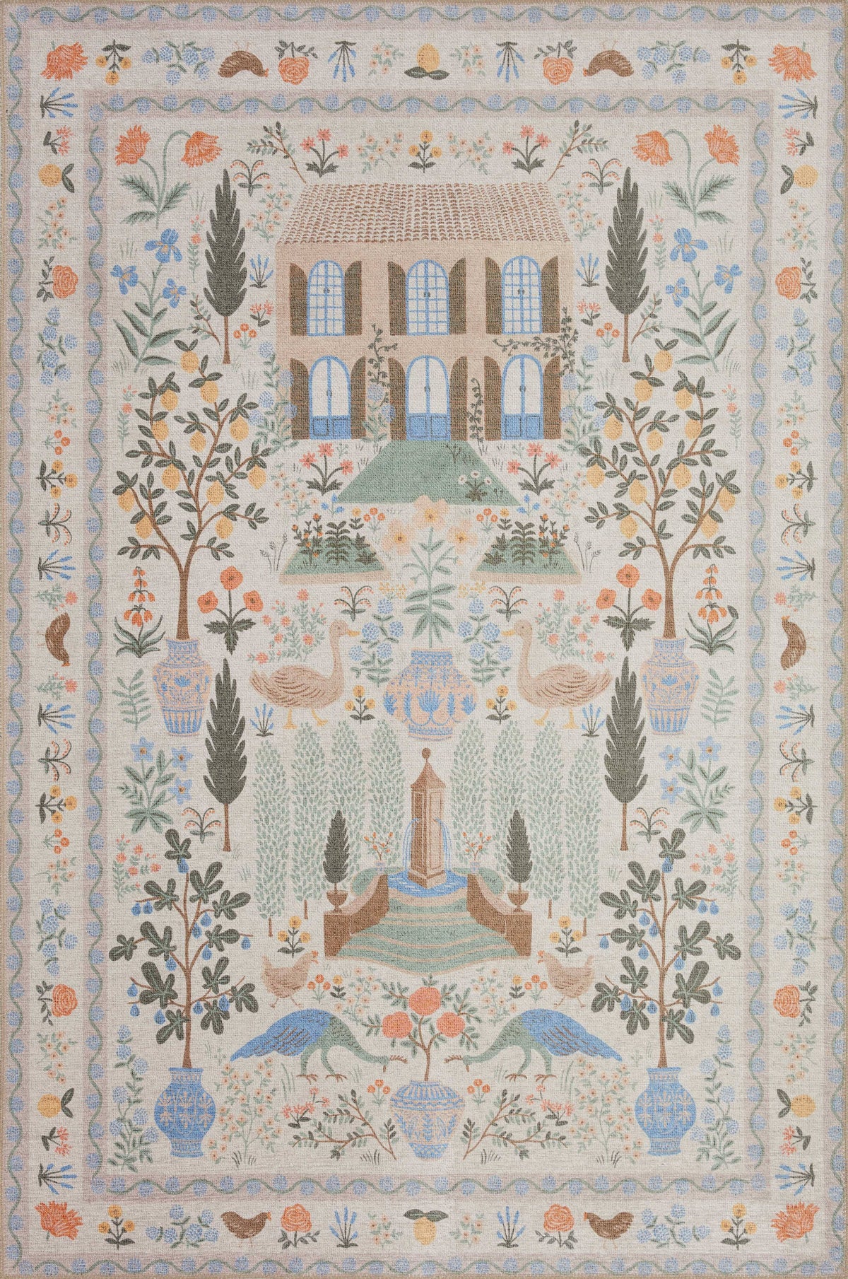 Loloi Rifle Paper Menagerie MEN-03 Rug, Cream / 2'6" x 7'6" Runner - Product image 1