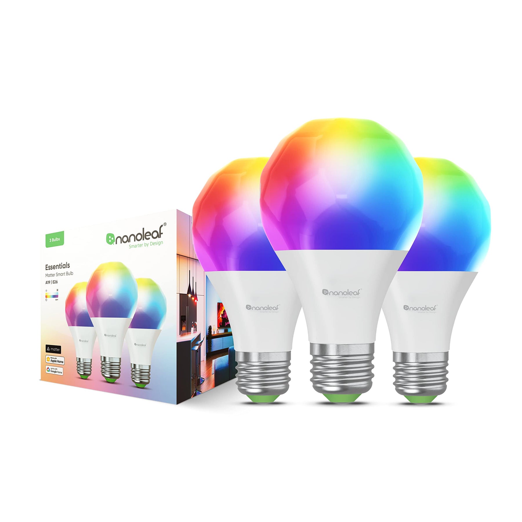 Nanoleaf Essentials Matter A19 - E26 Smart Bulb - 3 Pack - Product image 1
