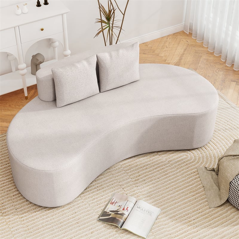 78.5" Upholstered Curved Sofa Couch w/ 2 Cozy Pillows, Low Backrest, Sponge Padded Seat - Product image 22